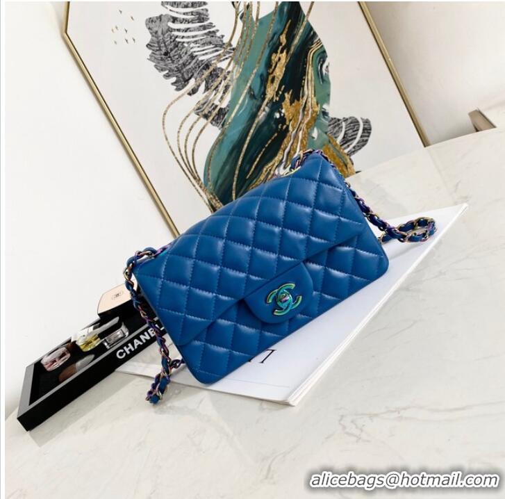 Fashion Discount Chanel Flap Lambskin Shoulder Bag 1116 Electro optic blue