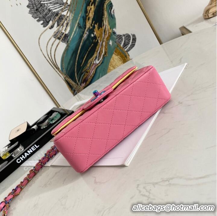 Famous Brand Chanel Flap Lambskin Shoulder Bag 1116 rose