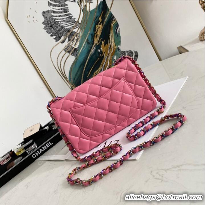 Famous Brand Chanel Flap Lambskin Shoulder Bag 1116 rose