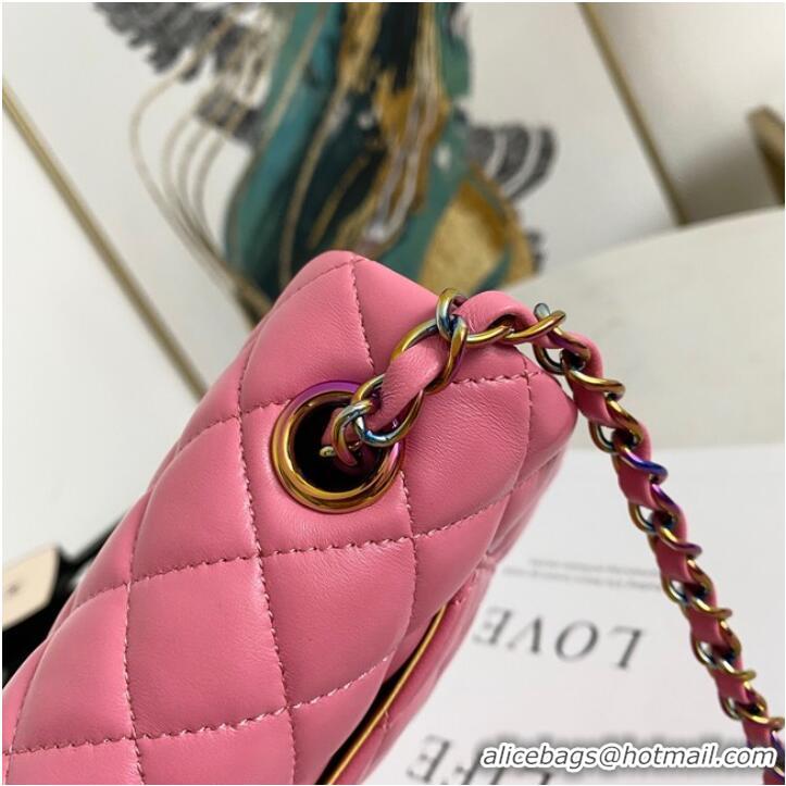 Famous Brand Chanel Flap Lambskin Shoulder Bag 1116 rose