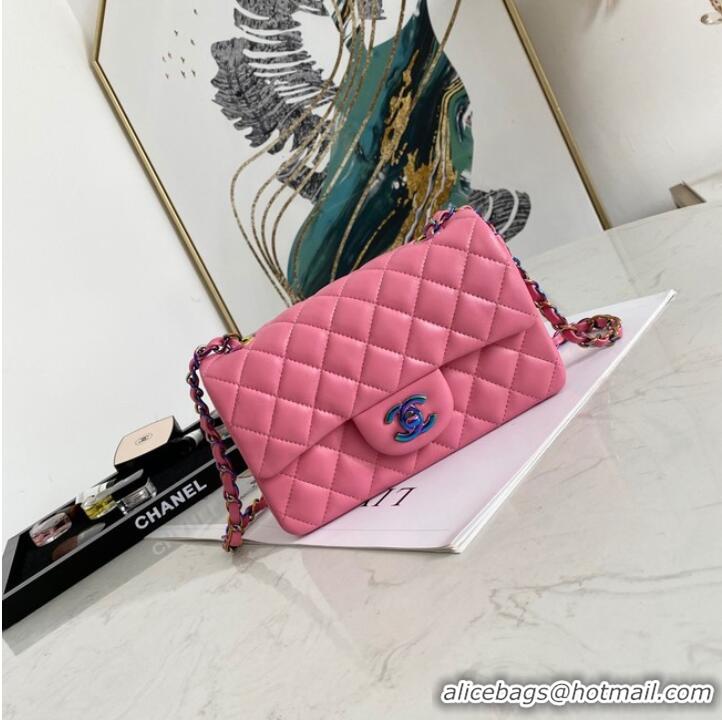 Famous Brand Chanel Flap Lambskin Shoulder Bag 1116 rose