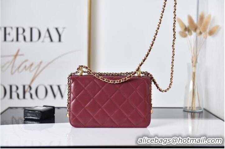 Market Sells Chanel Flap Lambskin mini Shoulder Bag AS2615 red