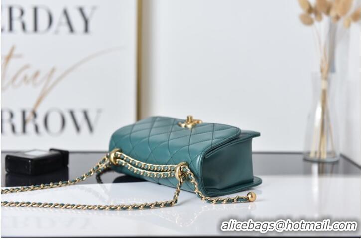 Luxurious Chanel Flap Lambskin mini Shoulder Bag AS2615 green