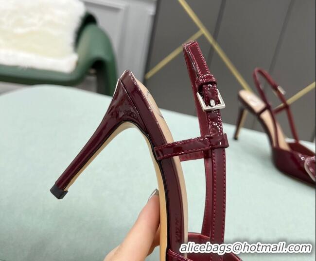 Perfect Valentino VLOGO SIGNATURE Patent Leather Slingback Pump with 8cm Heel Burgundy 0106060