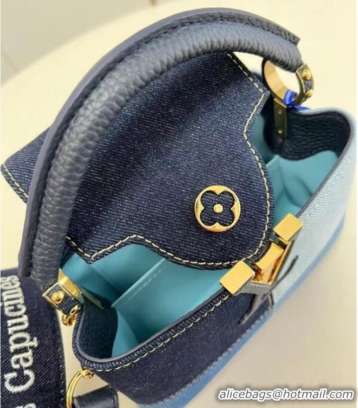 Low Cost Louis Vuitton denim CAPUCINES MINI M59430 blue