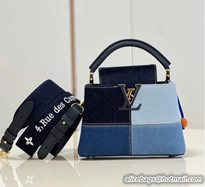 Low Cost Louis Vuitton denim CAPUCINES MINI M59430 blue