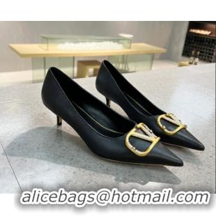 Good Product Valentino VLOGO SIGNATURE Calfskin Pump with 4cm Heel Black 0106064