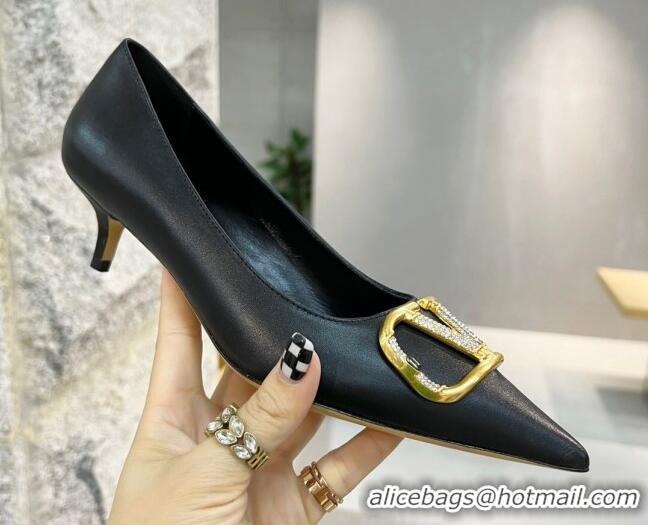 Good Product Valentino VLOGO SIGNATURE Calfskin Pump with 4cm Heel Black 0106064