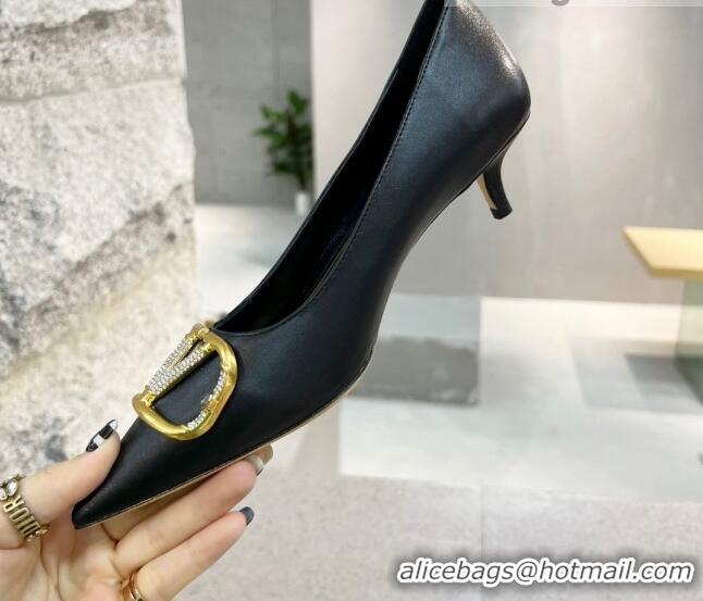 Good Product Valentino VLOGO SIGNATURE Calfskin Pump with 4cm Heel Black 0106064