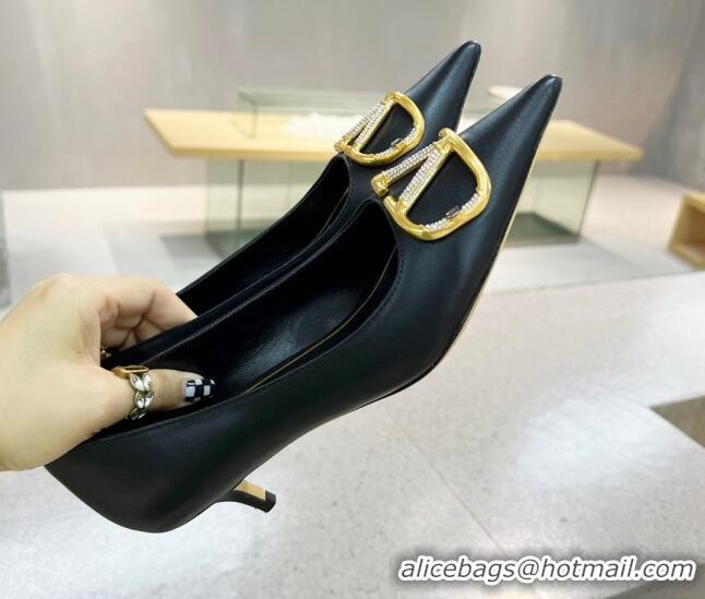 Good Product Valentino VLOGO SIGNATURE Calfskin Pump with 4cm Heel Black 0106064