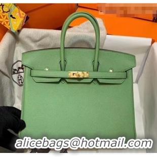 Super Quality Hermes Birkin 25cm Bag in Origianl Epsom Leather H025 Green/Gold