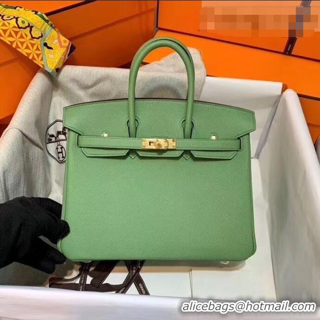 Super Quality Hermes Birkin 25cm Bag in Origianl Epsom Leather H025 Green/Gold