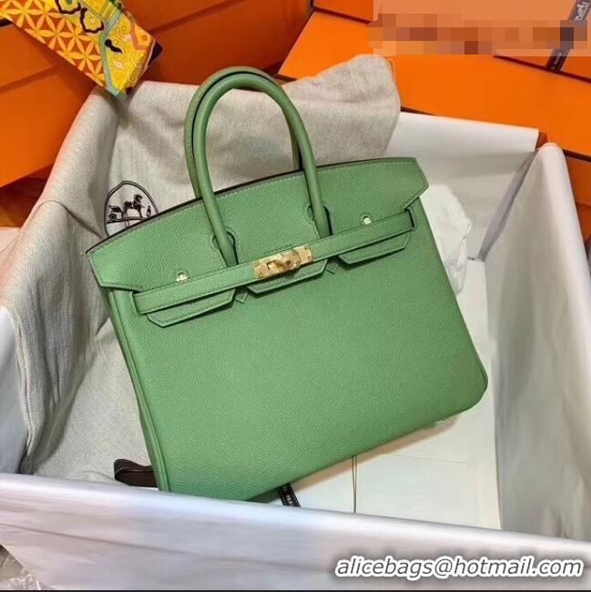 Super Quality Hermes Birkin 25cm Bag in Origianl Epsom Leather H025 Green/Gold