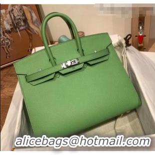 Grade Discount Hermes Birkin 25cm Bag in Origianl Epsom Leather H025 Green/Silver