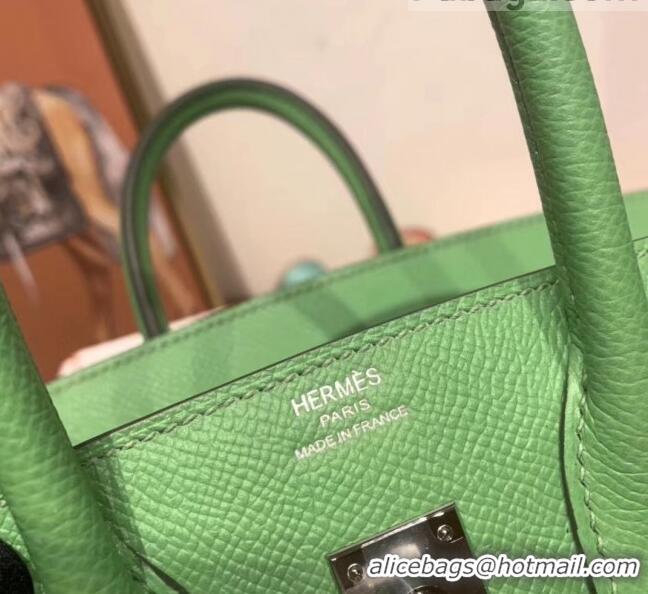 Grade Discount Hermes Birkin 25cm Bag in Origianl Epsom Leather H025 Green/Silver