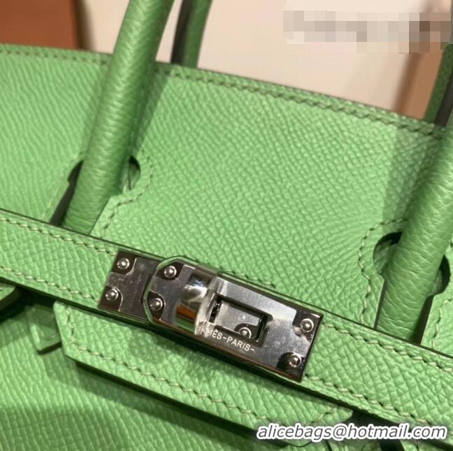 Grade Discount Hermes Birkin 25cm Bag in Origianl Epsom Leather H025 Green/Silver