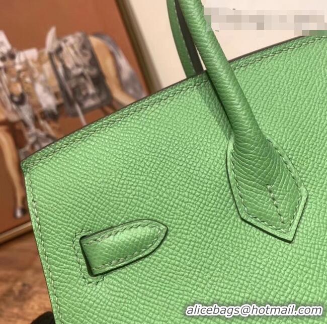 Grade Discount Hermes Birkin 25cm Bag in Origianl Epsom Leather H025 Green/Silver