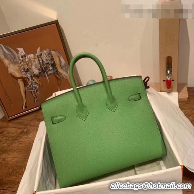 Grade Discount Hermes Birkin 25cm Bag in Origianl Epsom Leather H025 Green/Silver