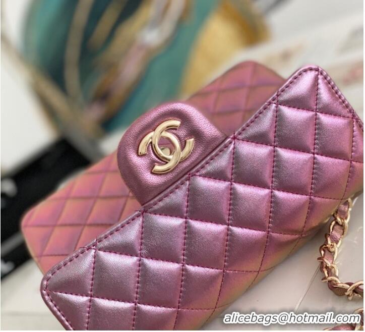 Inexpensive Chanel Flap Mirage Lambskin Shoulder Bag AS1116 purple