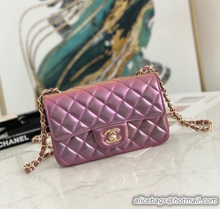 Inexpensive Chanel Flap Mirage Lambskin Shoulder Bag AS1116 purple