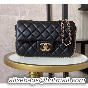 Good Product Chanel classic handbag Lambskin &Imitation Pearls& gold Metal AS1740 black