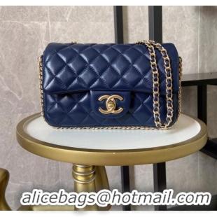 Pretty Style Chanel classic handbag Lambskin &Imitation Pearls& gold Metal AS1740 blue