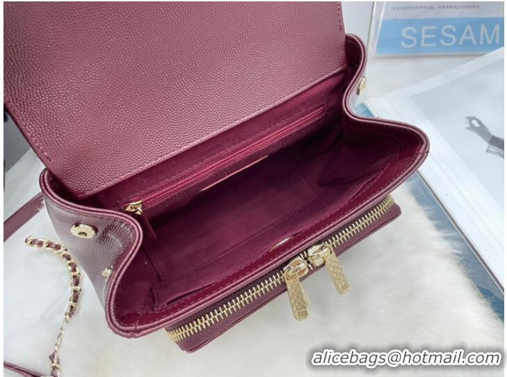 Well Crafted Chanel small flap bag Calfskin & Gold-Tone Metal A93749 Burgundy