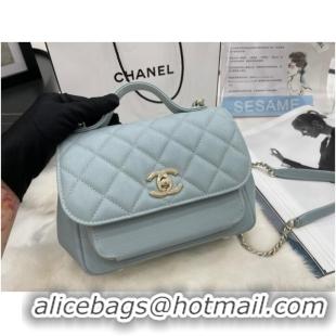 Top Quality Chanel small flap bag Calfskin & Gold-Tone Metal A93749 sky blue