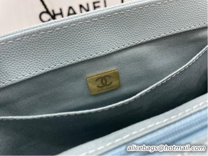 Top Quality Chanel small flap bag Calfskin & Gold-Tone Metal A93749 sky blue