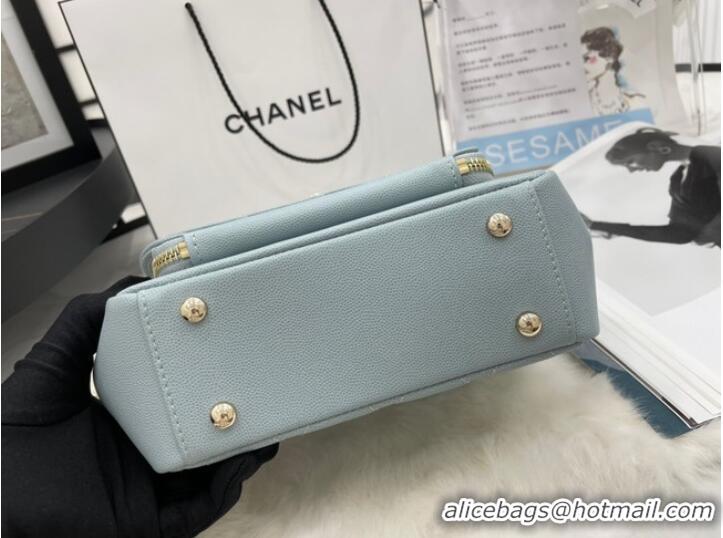 Top Quality Chanel small flap bag Calfskin & Gold-Tone Metal A93749 sky blue