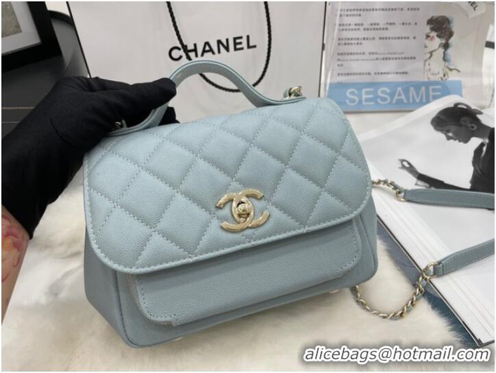 Top Quality Chanel small flap bag Calfskin & Gold-Tone Metal A93749 sky blue