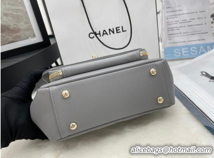 Wholesale Chanel small flap bag Calfskin & Gold-Tone Metal A93749 light gray