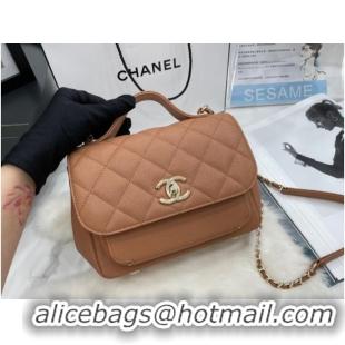 Classic Chanel small flap bag Calfskin & Gold-Tone Metal A93749 brown