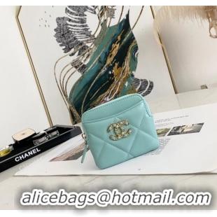 Buy Inexpensive Chanel 19 Zip Card bag 82086 light blue