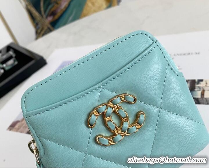 Buy Inexpensive Chanel 19 Zip Card bag 82086 light blue