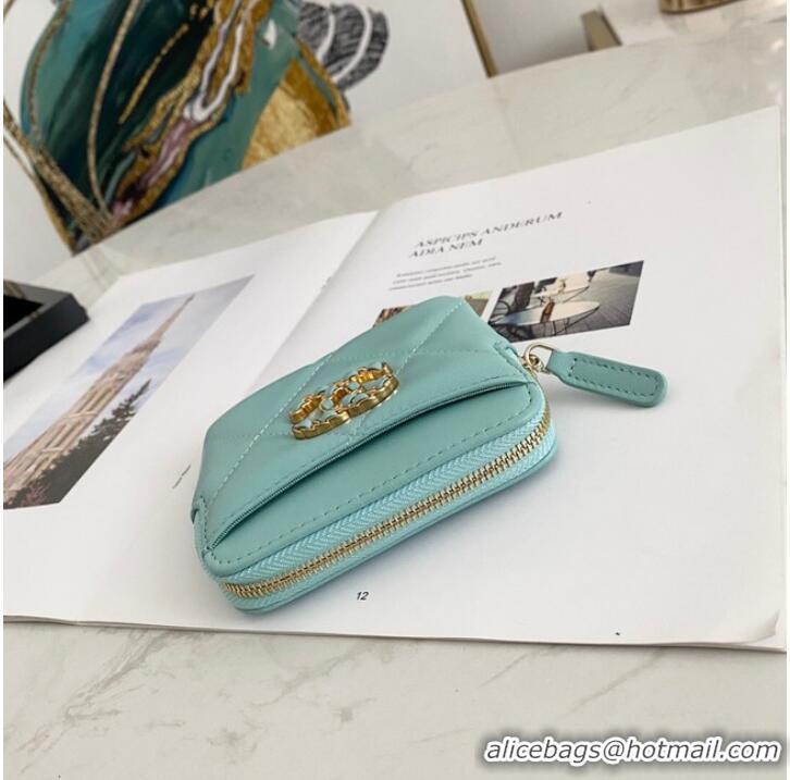 Buy Inexpensive Chanel 19 Zip Card bag 82086 light blue