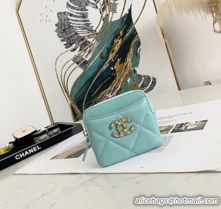 Buy Inexpensive Chanel 19 Zip Card bag 82086 light blue