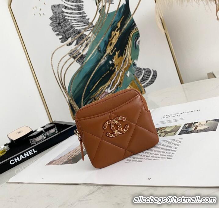 Particularly Recommended Chanel 19 Zip Card bag 82086 brown