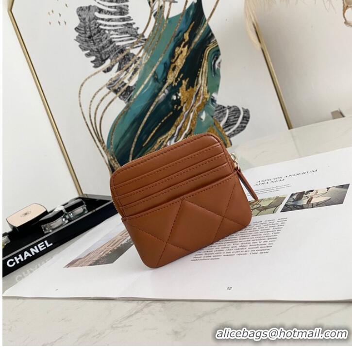 Particularly Recommended Chanel 19 Zip Card bag 82086 brown