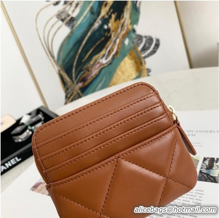 Particularly Recommended Chanel 19 Zip Card bag 82086 brown