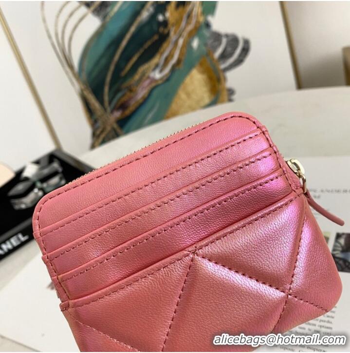 Well Crafted Chanel 19 Zip Card bag 82086 Pearl pink