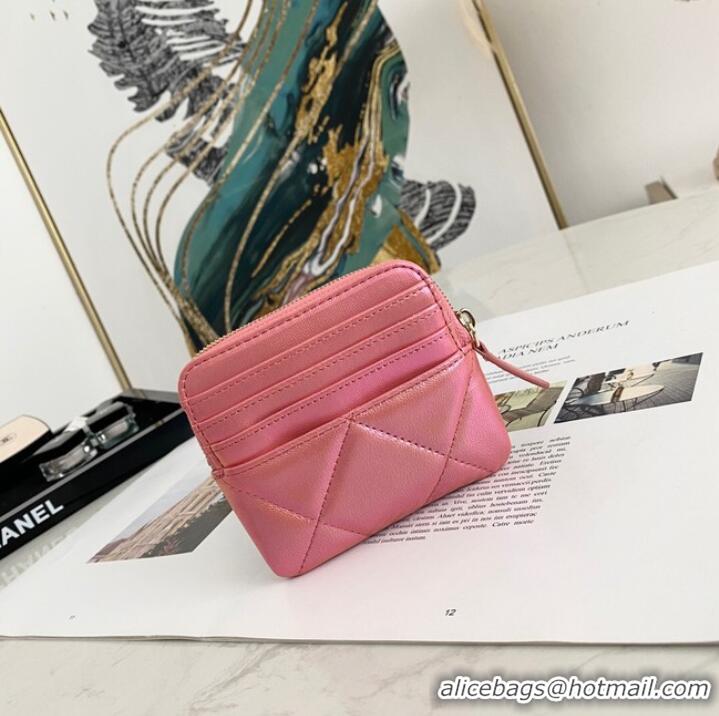 Well Crafted Chanel 19 Zip Card bag 82086 Pearl pink