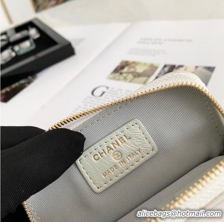 Top Quality Chanel 19 Zip Card bag 82086 Pearl white