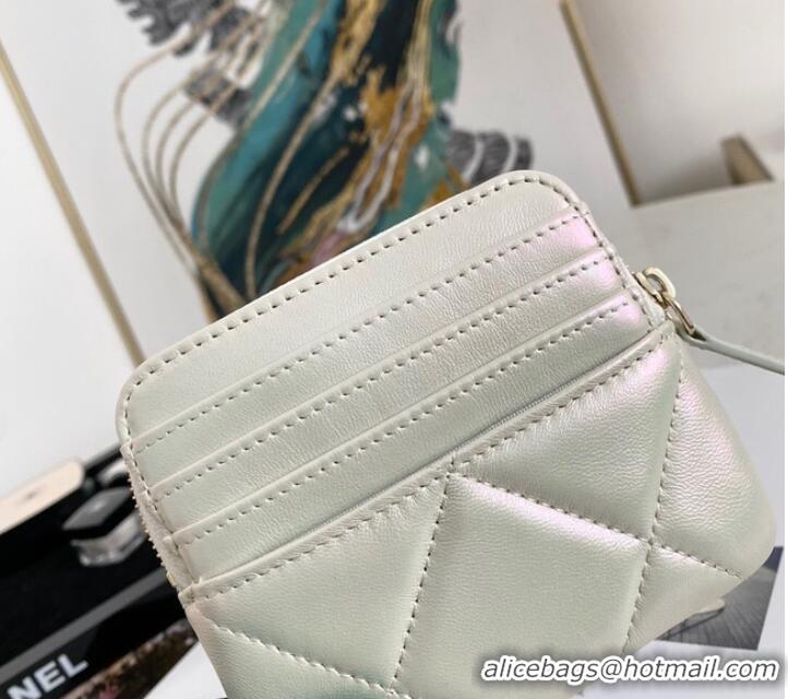 Top Quality Chanel 19 Zip Card bag 82086 Pearl white