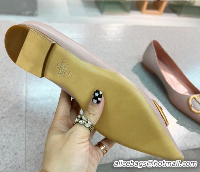 Top Quality Valentino VLOGO SIGNATURE Calfskin Flat Ballerina Nude 0106068