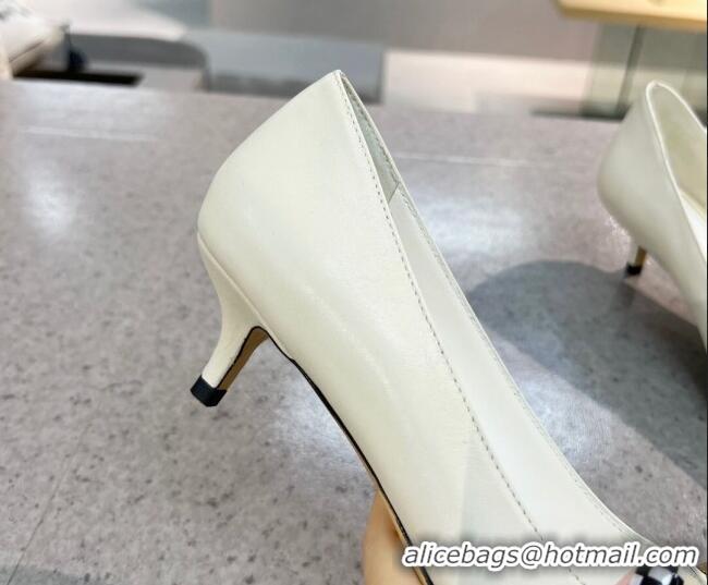 New Style Valentino VLOGO SIGNATURE Calfskin Pump with 4cm Heel White 0106070