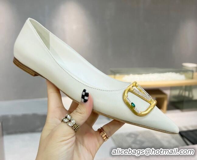 Most Popular Valentino VLOGO SIGNATURE Calfskin Flat Ballerina White 0106071