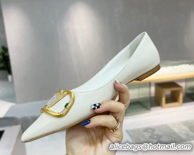 Most Popular Valentino VLOGO SIGNATURE Calfskin Flat Ballerina White 0106071