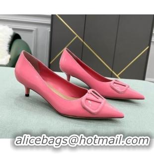 Best Price Valentino VLOGO SIGNATURE Patent Leather Pump with 4cm Heel Pink 0106072