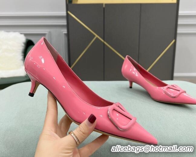 Best Price Valentino VLOGO SIGNATURE Patent Leather Pump with 4cm Heel Pink 0106072